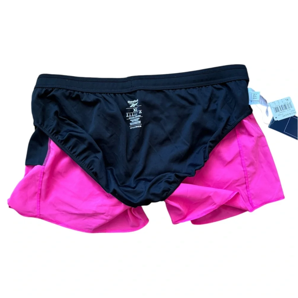 Reebok Run Essentials 3´´ Women’s Xl Pink Black Athletic Gym Shorts with Pocket